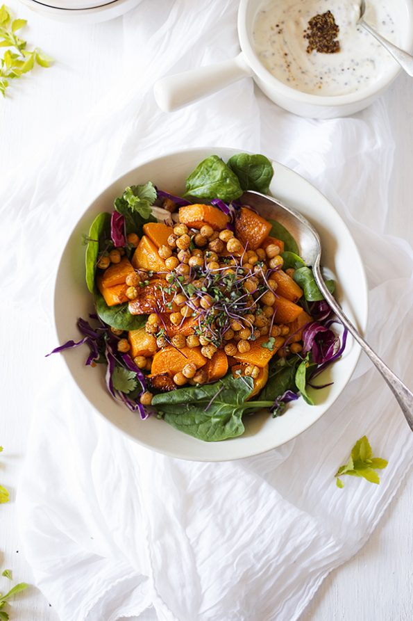 Warm Butternut, Chickpea and Spinach Salad - aninas recipes