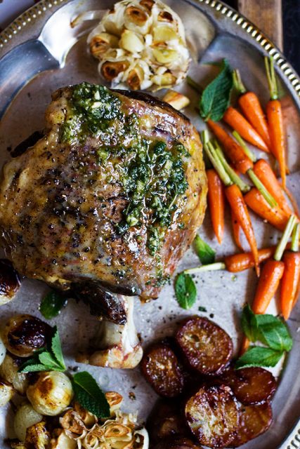 Roasted Leg of Lamb with Mint Pesto - aninas recipes