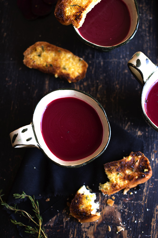 Chilled Beetroot Soup with Garlic and Thyme Toasts - aninas recipes