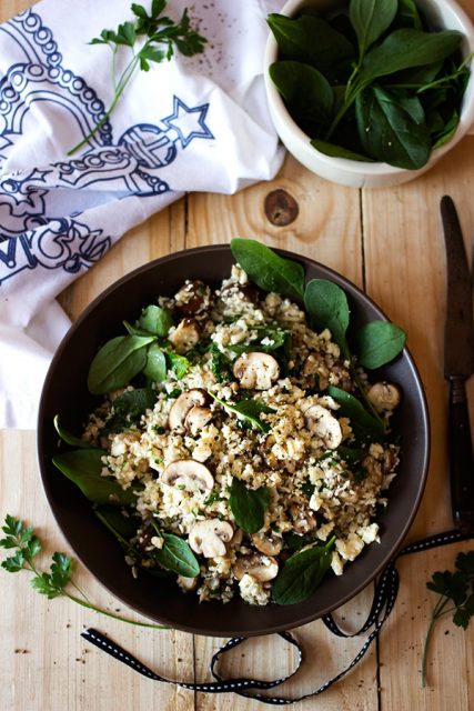 Mushroom and Spinach Cauliflower Pilau - aninas recipes