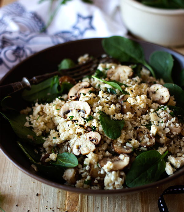 Mushroom and Spinach Cauliflower Pilau - aninas recipes