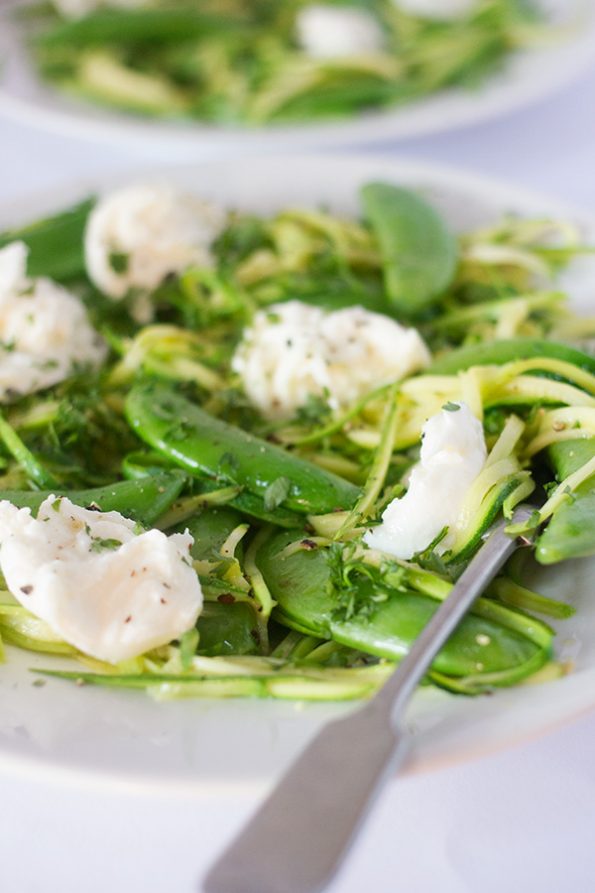 Zucchini Noodles with Sugar Snap Peas and Bocconcini - aninas recipes