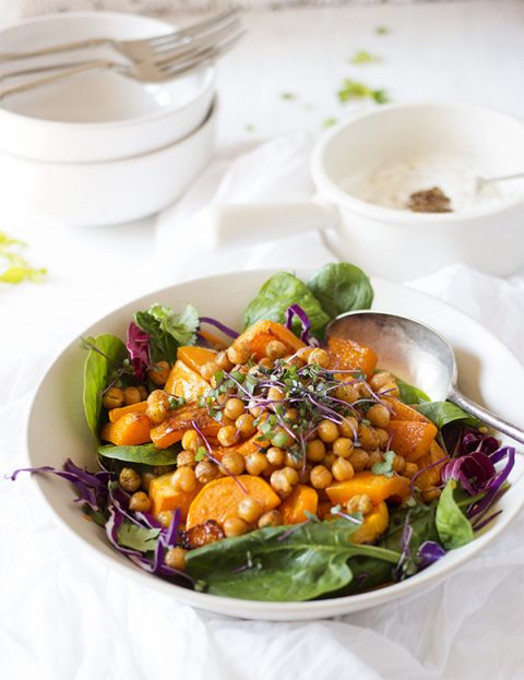 Warm Butternut, Chickpea and Spinach Salad - aninas recipes